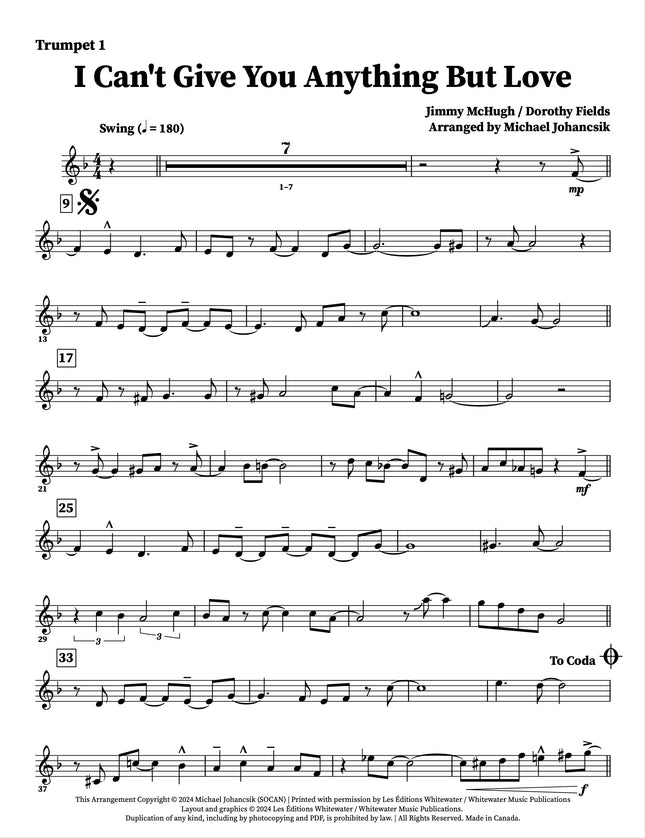 I Can't Give You Anything But Love - arr. Michael Johancsik