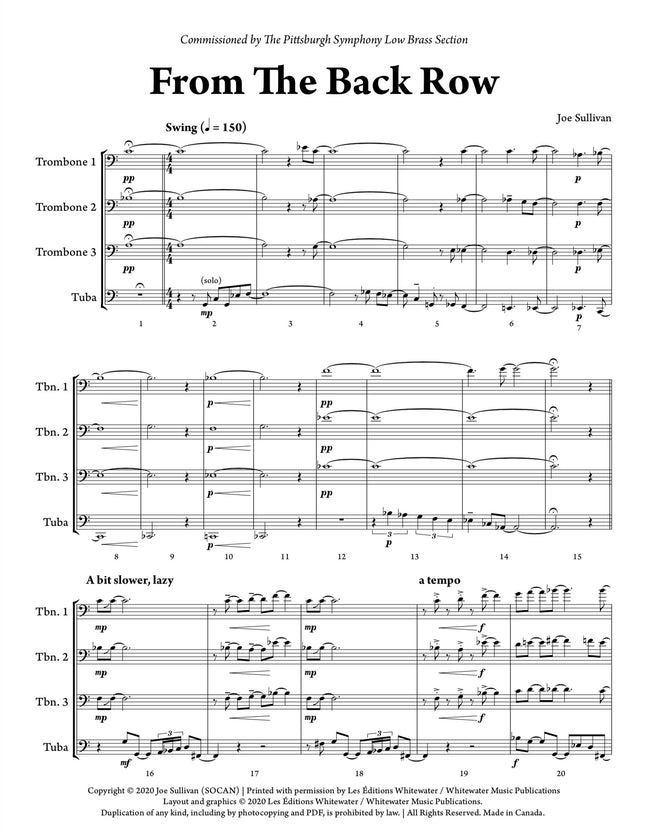 From The Back Row (Trombone Quartet) - Joe Sullivan