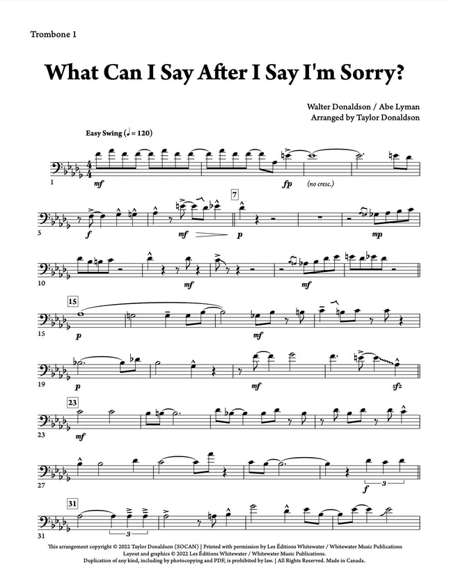 What Can I Say After I Say I'm Sorry? (Quatuor de trombones) - arr. Taylor Donaldson