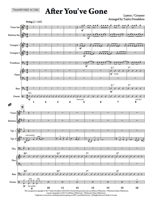 After You've Gone (Octet) - arr. Taylor Donaldson