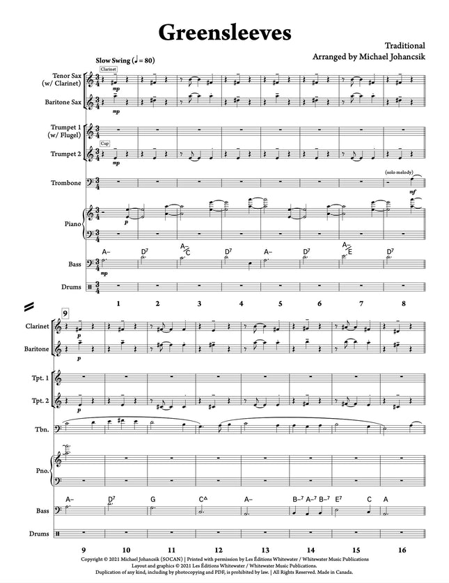 Greensleeves (Octet) - arr. Michael Johancsik