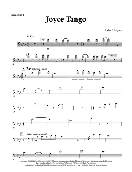 Joyce Tango (6 trombones et section rythmique) - Richard Gagnon
