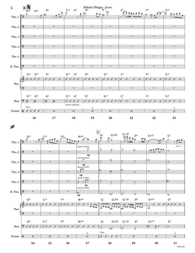 Ballade Obligée (6 trombones et section rythmique) - Richard Gagnon