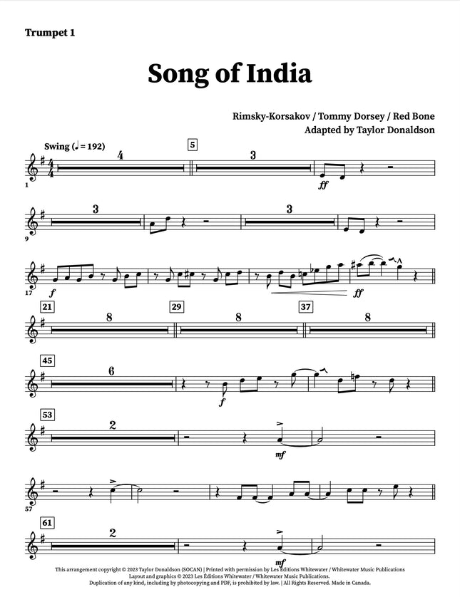 Song of India - arr. Taylor Donaldson (Little Big Band)