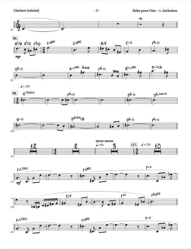 Suite pour clarinette et grand ensemble de jazz - 1. Inclusion - Yvan Belleau / Kálmán Oláh