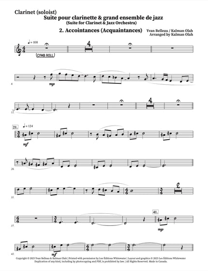 Suite pour clarinette et grand ensemble de jazz - 2. Accointances (Aquaintances) - Yvan Belleau / Kálmán Oláh