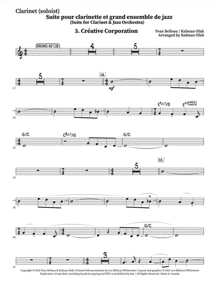 Suite pour clarinette et grand ensemble de jazz - 3. Créative Corporation - Yvan Belleau / Kálmán Oláh