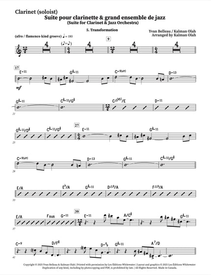 Suite pour clarinette et grand ensemble de jazz - 5. Transformation - Yvan Belleau / Kálmán Oláh
