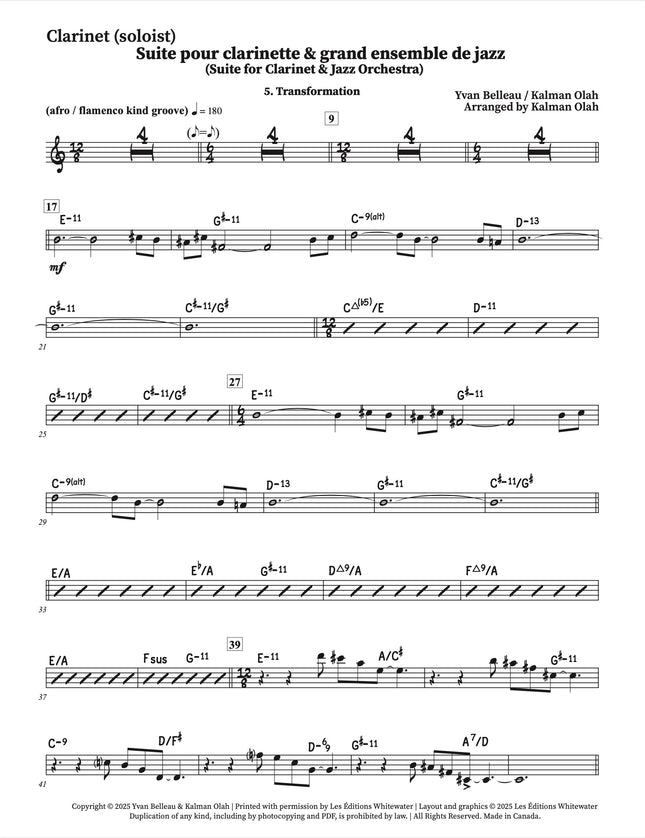 Suite pour clarinette et grand ensemble de jazz - 5. Transformation - Yvan Belleau / Kálmán Oláh