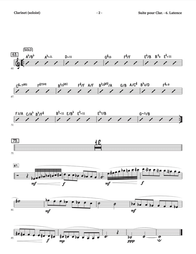 Suite pour clarinette et grand ensemble de jazz - 6. Latence (Latency) - Yvan Belleau / Kálmán Oláh