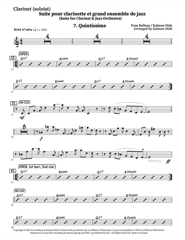 Suite pour clarinette et grand ensemble de jazz - 7. Quintissime - Yvan Belleau / Kálmán Oláh