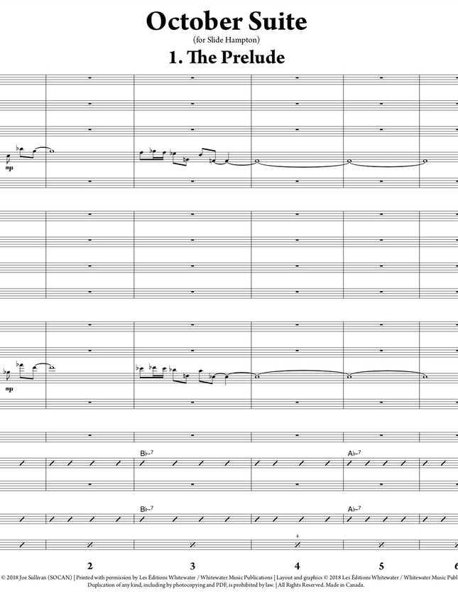 October Suite: 1. The Prelude - Joe Sullivan (Study Score)