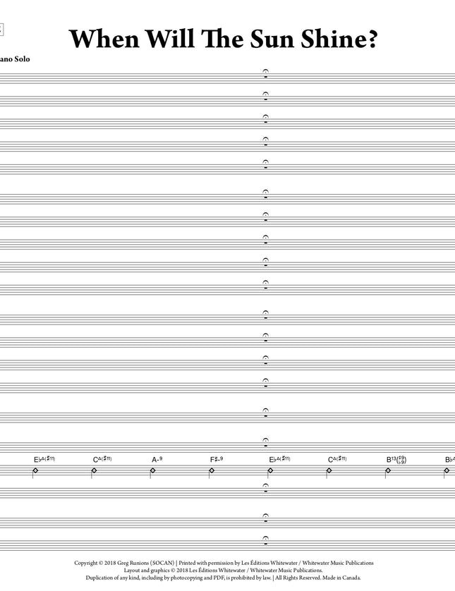 When Will The Sun Shine? - Greg Runions (Study Score)