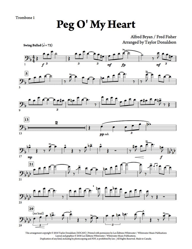 Peg O' My Heart (Trombone Quartet) - arr. Taylor Donaldson