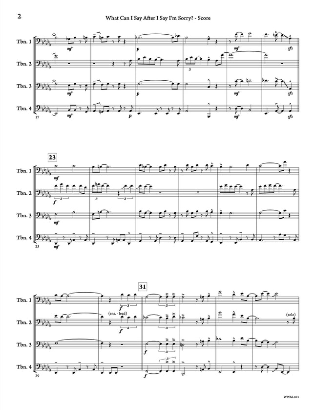 What Can I Say After I Say I'm Sorry? (Trombone Quartet) - arr. Taylor Donaldson