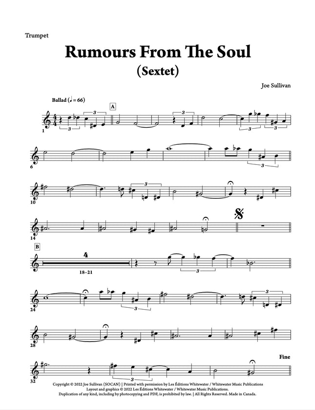 Rumours From The Soul (Sextet) - Joe Sullivan