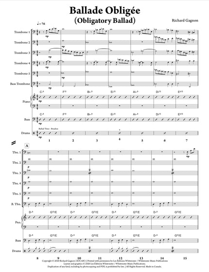 Ballade Obligée (6 trombones et section rythmique) - Richard Gagnon