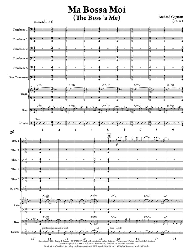 Ma Bossa Moi (6 Trombones & Rhythm) - Richard Gagnon