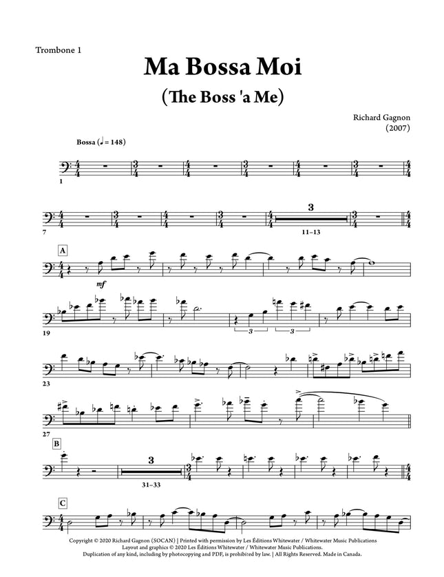 Ma Bossa Moi (6 Trombones & Rhythm) - Richard Gagnon