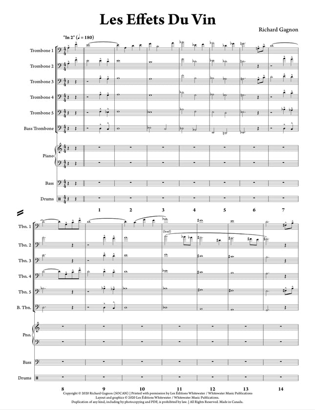 Les Effets Du Vin (6 Trombones & Rhythm) - Richard Gagnon